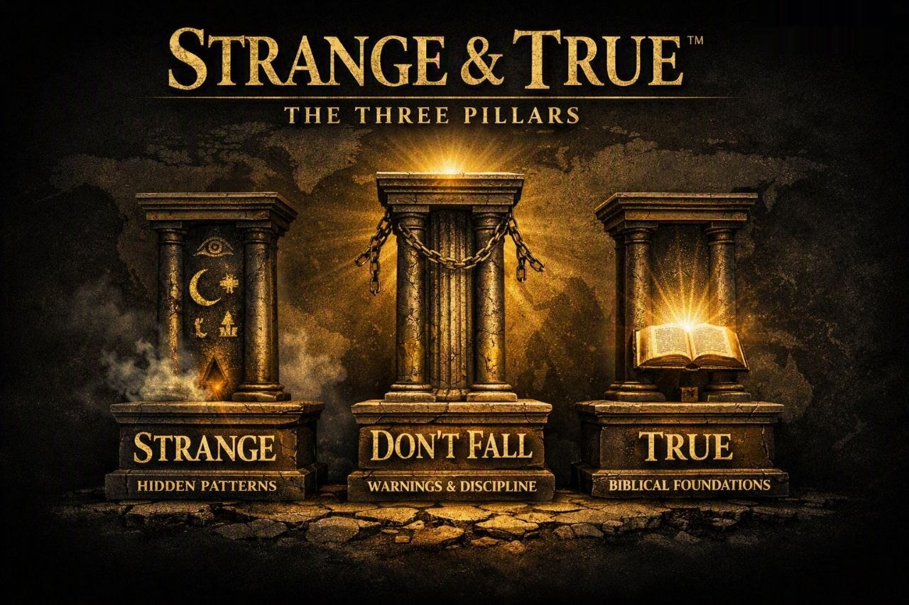 Strange & True: the three pillars. Strange hidden patterns, Don't Fall warnings and discipline, True biblical foundations